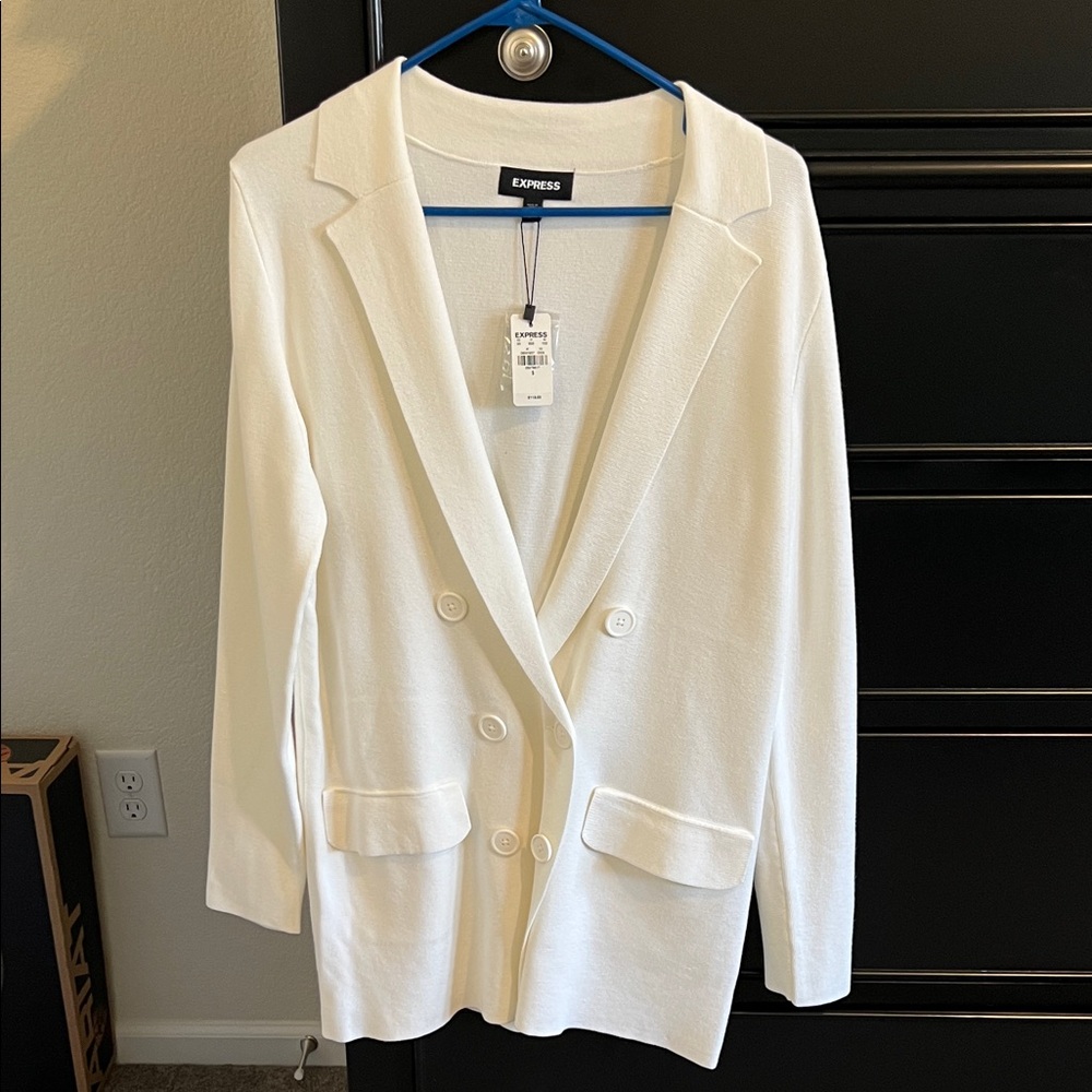 Express Women's Ivory Double-Breasted Blazer
